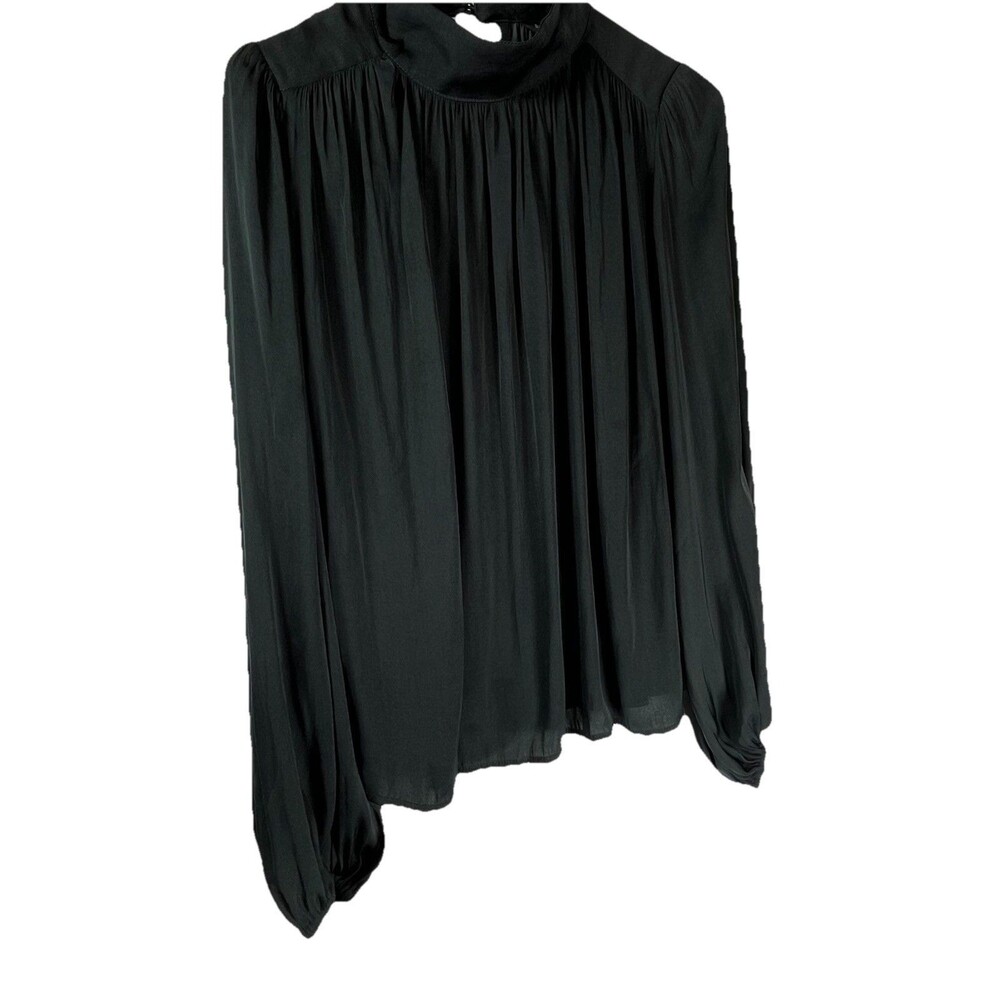 Banana Republic NWT Blouse Black Regency Victorian Goth Small Ruched Pleated
